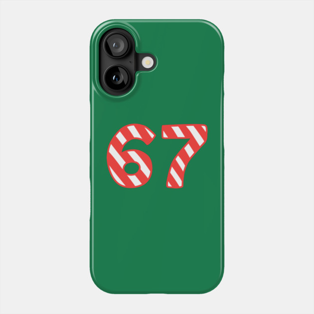 Candy Cane Striped 67 Meme Christmas Phone Case by Creatifly Graphic Tees