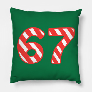 Candy Cane Striped 67 Meme Christmas Pillow