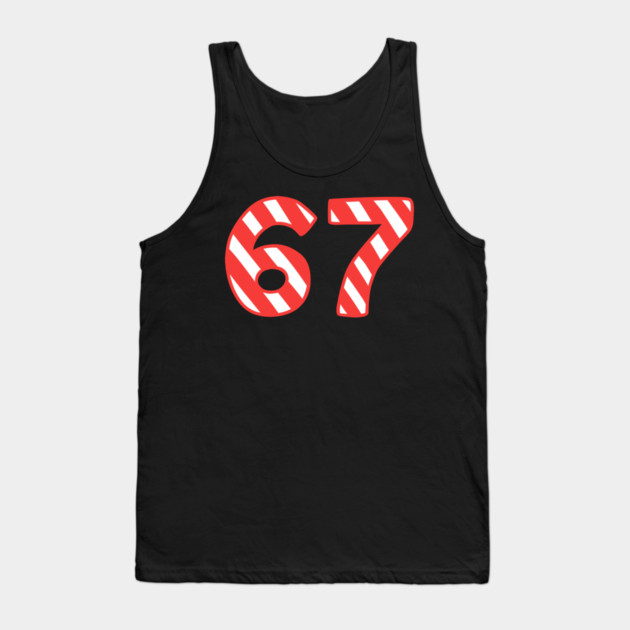 Candy Cane Striped 67 Meme Christmas Tank Top by Creatifly Graphic Tees