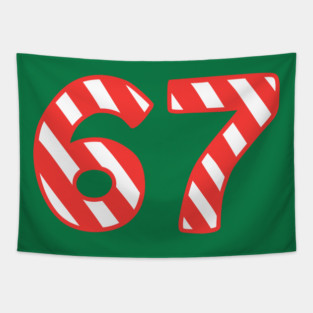 Candy Cane Striped 67 Meme Christmas Tapestry