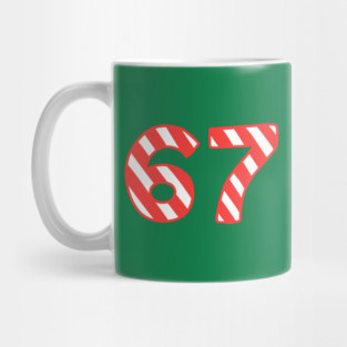 Candy Cane Striped 67 Meme Christmas Mug