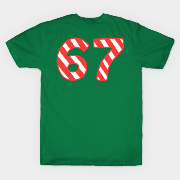 Candy Cane Striped 67 Meme Christmas by Creatifly Graphic Tees