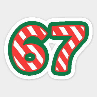 Candy Cane Striped 67 Meme Christmas Magnet