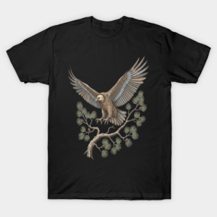 Lammergeier Vulture Landing on Pine Branch T-Shirt