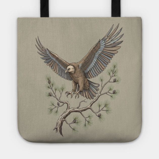 Lammergeier Vulture Landing on Pine Branch Tote by BirdsnStuff