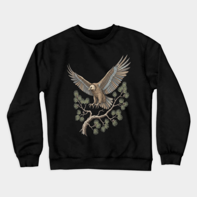 Lammergeier Vulture Landing on Pine Branch Crewneck Sweatshirt by BirdsnStuff