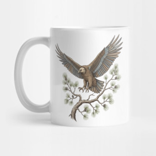 Lammergeier Vulture Landing on Pine Branch Mug