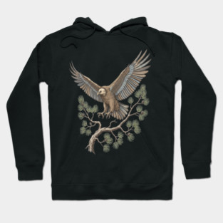 Lammergeier Vulture Landing on Pine Branch Hoodie