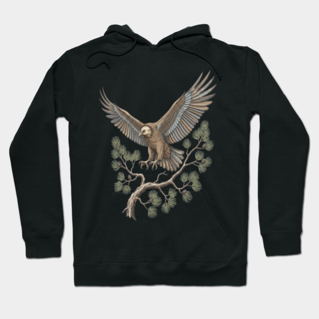 Lammergeier Vulture Landing on Pine Branch Hoodie by BirdsnStuff