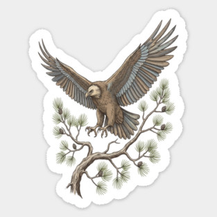 Lammergeier Vulture Landing on Pine Branch Magnet