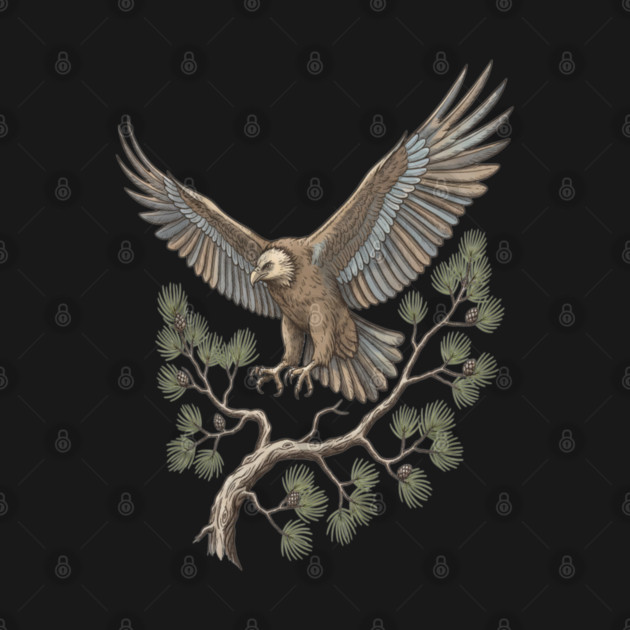 Lammergeier Vulture Landing on Pine Branch by BirdsnStuff