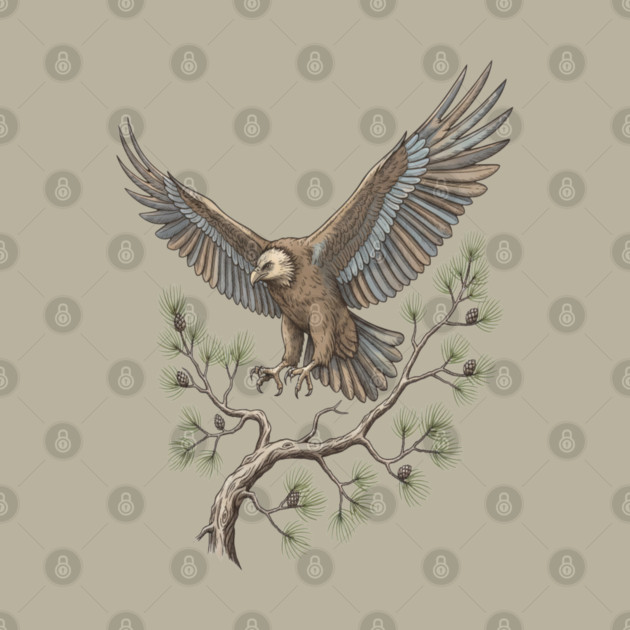 Lammergeier Vulture Landing on Pine Branch by BirdsnStuff