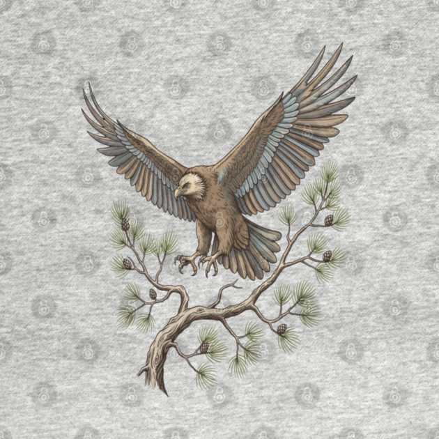 Lammergeier Vulture Landing on Pine Branch by BirdsnStuff