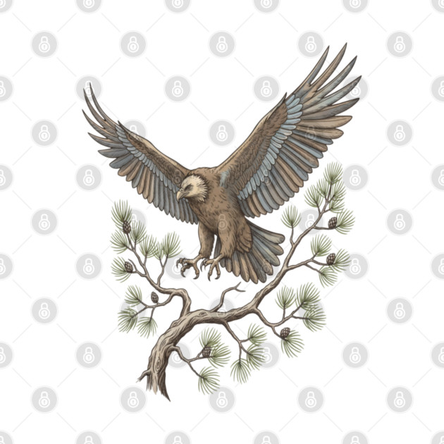 Lammergeier Vulture Landing on Pine Branch by BirdsnStuff