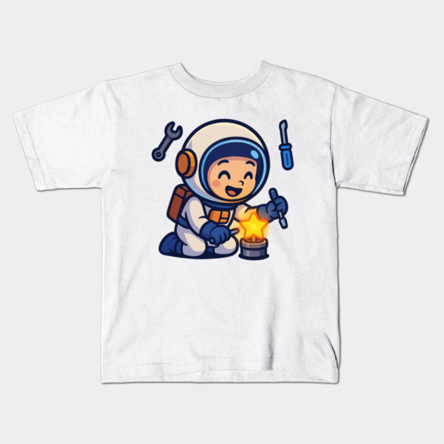 Fixing Tomorrow – Cute Astronaut Polishing a Star | Wholesome Tomorrow Sprouts Tee Kids T-Shirt by Anne Lee