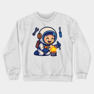 Fixing Tomorrow – Cute Astronaut Polishing a Star | Wholesome Tomorrow Sprouts Tee Crewneck Sweatshirt