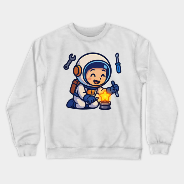 Fixing Tomorrow – Cute Astronaut Polishing a Star | Wholesome Tomorrow Sprouts Tee Crewneck Sweatshirt by Anne Lee