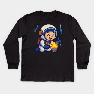 Fixing Tomorrow – Cute Astronaut Polishing a Star | Wholesome Tomorrow Sprouts Tee Kids Long Sleeve T-Shirt