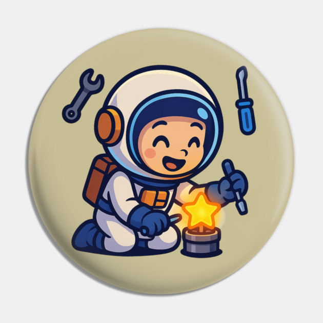 Fixing Tomorrow – Cute Astronaut Polishing a Star | Wholesome Tomorrow Sprouts Tee Pin by Anne Lee