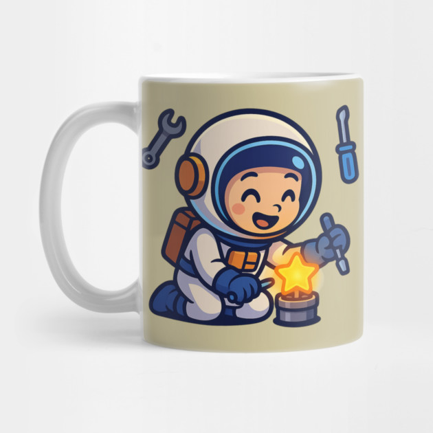 Fixing Tomorrow – Cute Astronaut Polishing a Star | Wholesome Tomorrow Sprouts Tee by Anne Lee