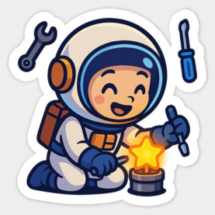 Fixing Tomorrow – Cute Astronaut Polishing a Star | Wholesome Tomorrow Sprouts Tee Magnet
