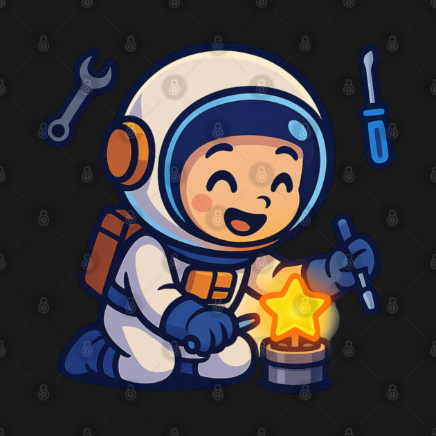 Fixing Tomorrow – Cute Astronaut Polishing a Star | Wholesome Tomorrow Sprouts Tee by Anne Lee