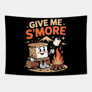 Cute Marshmallow By Campfire Give Me S’more Camping Fun Tapestry
