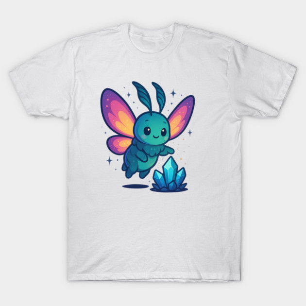 Crystals of Tomorrow – Cute Cosmic Moth Creature | Wholesome Tomorrow Sprouts Tee T-Shirt by Anne Lee
