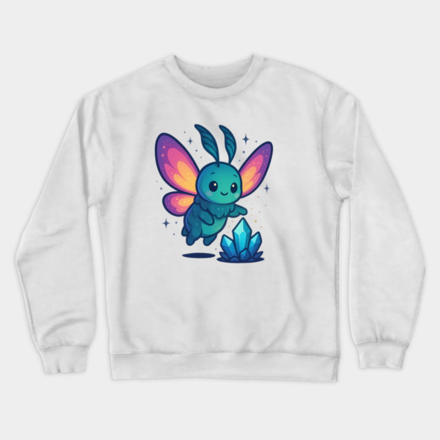 Crystals of Tomorrow – Cute Cosmic Moth Creature | Wholesome Tomorrow Sprouts Tee Crewneck Sweatshirt by Anne Lee