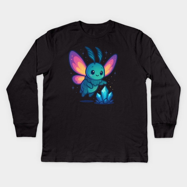 Crystals of Tomorrow – Cute Cosmic Moth Creature | Wholesome Tomorrow Sprouts Tee Kids Long Sleeve T-Shirt by Anne Lee