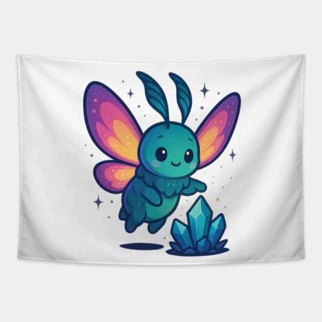 Crystals of Tomorrow – Cute Cosmic Moth Creature | Wholesome Tomorrow Sprouts Tee Tapestry by Anne Lee