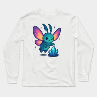 Crystals of Tomorrow – Cute Cosmic Moth Creature | Wholesome Tomorrow Sprouts Tee Long Sleeve T-Shirt