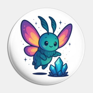 Crystals of Tomorrow – Cute Cosmic Moth Creature | Wholesome Tomorrow Sprouts Tee Pin