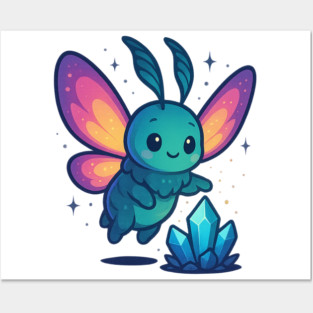 Crystals of Tomorrow – Cute Cosmic Moth Creature | Wholesome Tomorrow Sprouts Tee Posters and Art