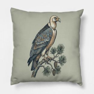 Lammergeier Vulture Perched on Pine Tree Pillow