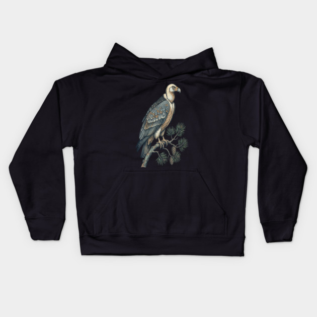 Lammergeier Vulture Perched on Pine Tree Kids Hoodie by BirdsnStuff