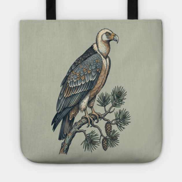 Lammergeier Vulture Perched on Pine Tree Tote by BirdsnStuff