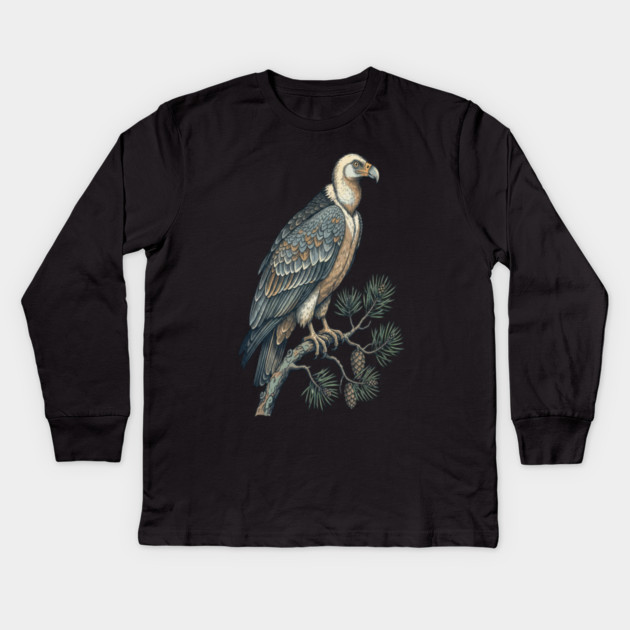 Lammergeier Vulture Perched on Pine Tree Kids Long Sleeve T-Shirt by BirdsnStuff
