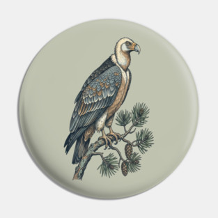 Lammergeier Vulture Perched on Pine Tree Pin