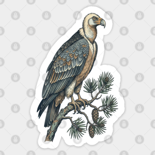 Lammergeier Vulture Perched on Pine Tree Sticker by BirdsnStuff