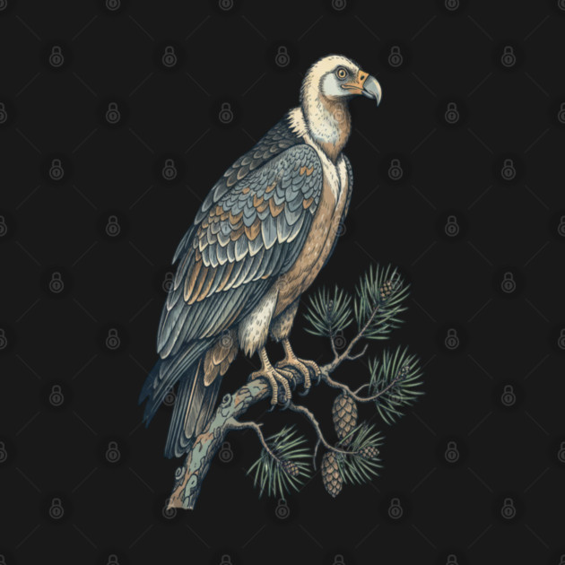 Lammergeier Vulture Perched on Pine Tree by BirdsnStuff