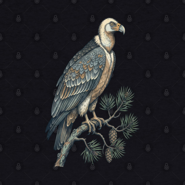 Lammergeier Vulture Perched on Pine Tree by BirdsnStuff