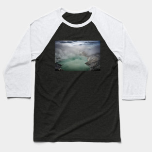 An unreal vision of the crater shrouded in smoke. Baseball T-Shirt