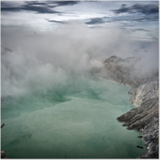 An unreal vision of the crater shrouded in smoke. Posters and Art