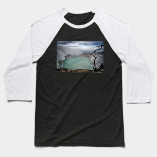 An unreal vision of the crater shrouded in smoke. Baseball T-Shirt