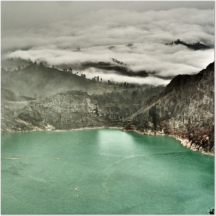 An unreal vision of the crater shrouded in smoke. Posters and Art