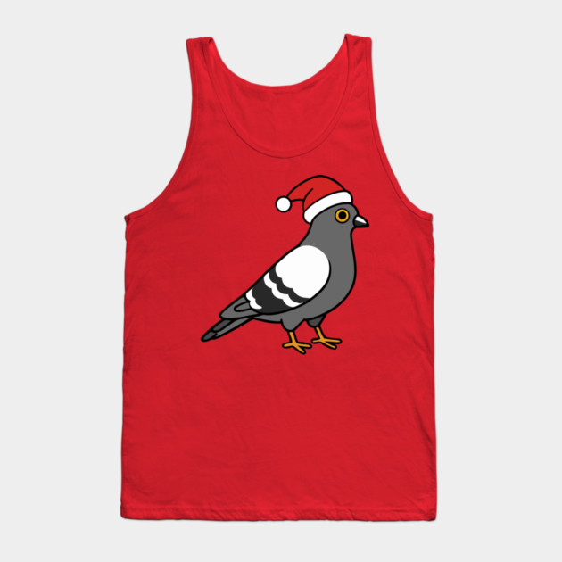 Santa Pigeon – Funny Christmas City Bird Cartoon Tank Top by DonWillisJrArt