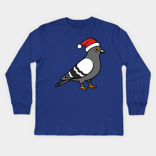 Santa Pigeon – Funny Christmas City Bird Cartoon Kids Long Sleeve T-Shirt by DonWillisJrArt