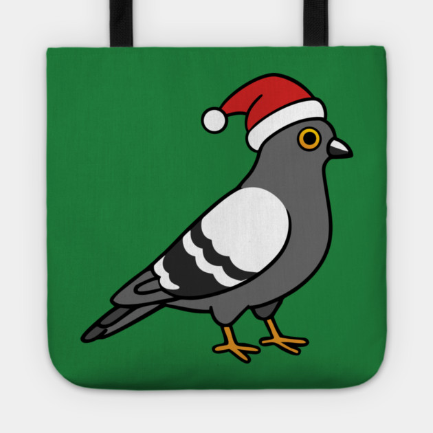 Santa Pigeon – Funny Christmas City Bird Cartoon Tote by DonWillisJrArt