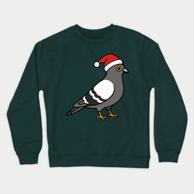 Santa Pigeon – Funny Christmas City Bird Cartoon Crewneck Sweatshirt by DonWillisJrArt